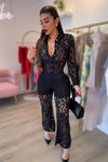 SET PAULA ENCAJE NEGRO BLUSA PANTALON