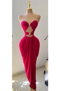 VESTIDO DIJE ENTUBADO ROJO STRAPLESS
