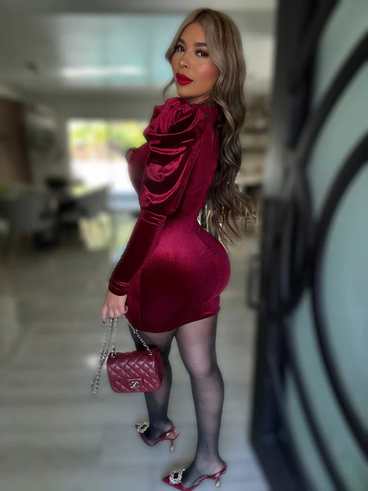 VESTIDO TERCIOPELO BELEN ROJO