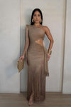 VESTIDO MALINA BARBILLAS GLITTER ORO