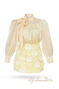 SET CONJUNTO FLORAL LOVE BEIGE