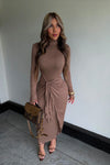 VESTIDO TANIA  MOCHA MOÑO