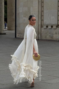 MAXI VESTIDO ONDULADO VERONA ORGANZA BLANCO