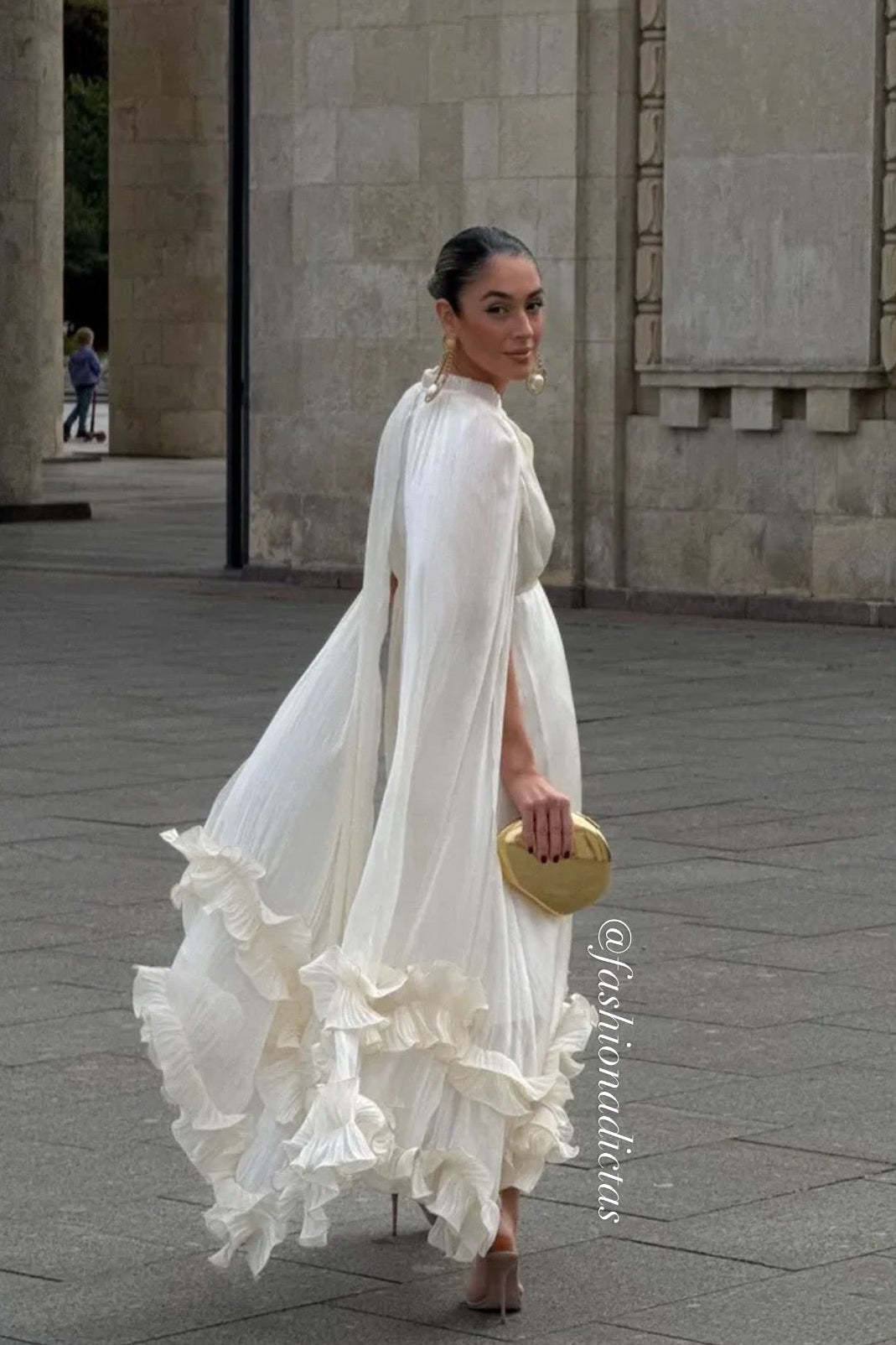 MAXI VESTIDO ONDULADO VERONA ORGANZA BLANCO
