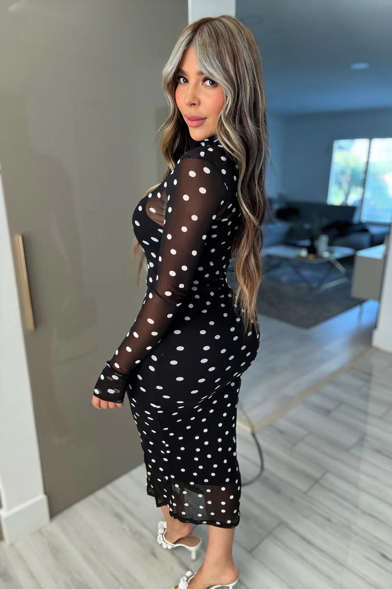 VESTIDO DOTS NEGRO MESH