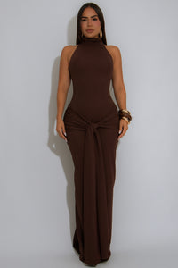 MAXI VESTIDO EXPRESSO CUELLO ALTO