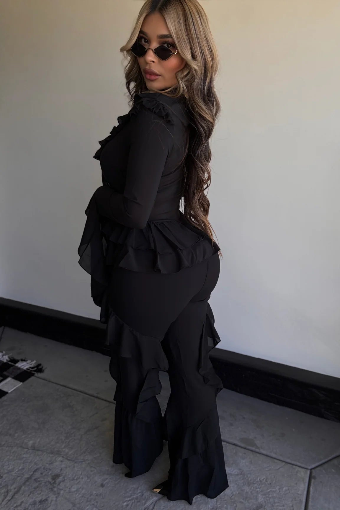 CONJUNTO SET VOLANTES GALILEA NEGRO