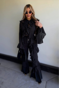 CONJUNTO SET VOLANTES GALILEA NEGRO