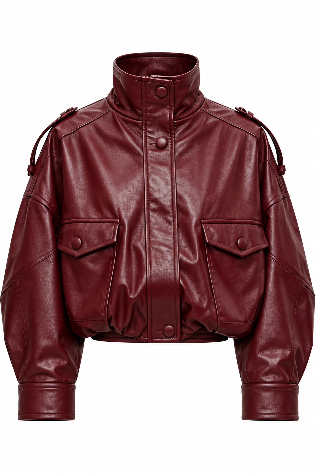 CHAMARRA OVERSIZE EFECTO PIEL VINO