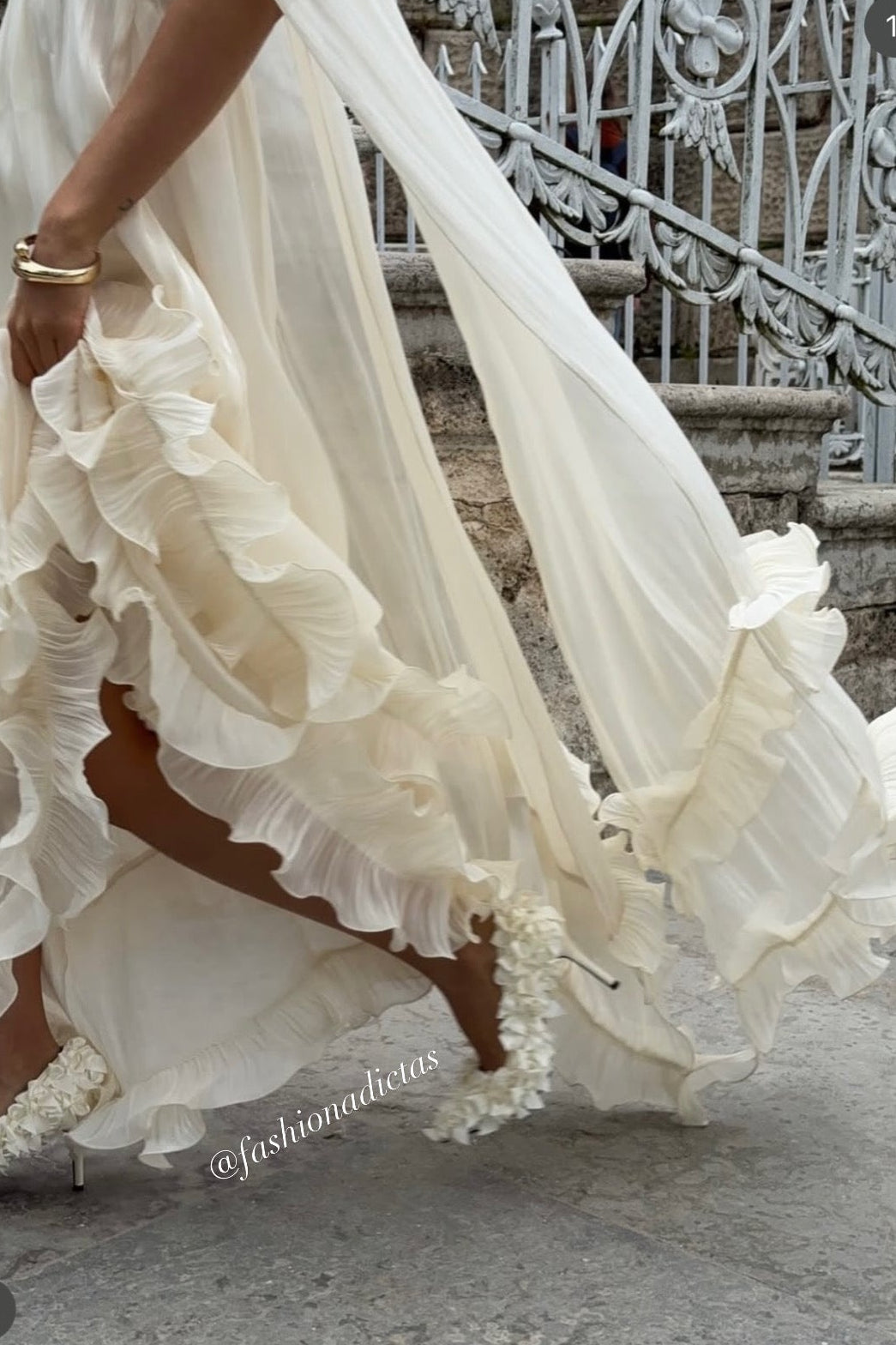 MAXI VESTIDO ONDULADO VERONA ORGANZA BLANCO