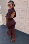 VESTIDO CHOCOLATE TEJIDO PEPLUM
