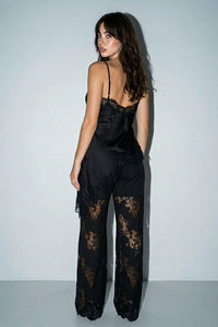 SET LENCERO SATIN ENCAJE NEGRO