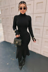 VESTIDO NEGRO TEJIDO PEPLUM