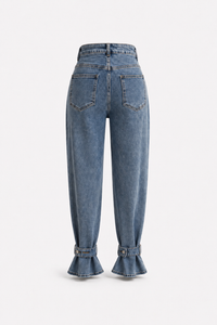 JEANS PANTALON MEZCLILLA CINTURON TOBILLO