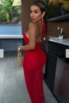 VESTIDO LINA MESH DRAPEADO ROJO