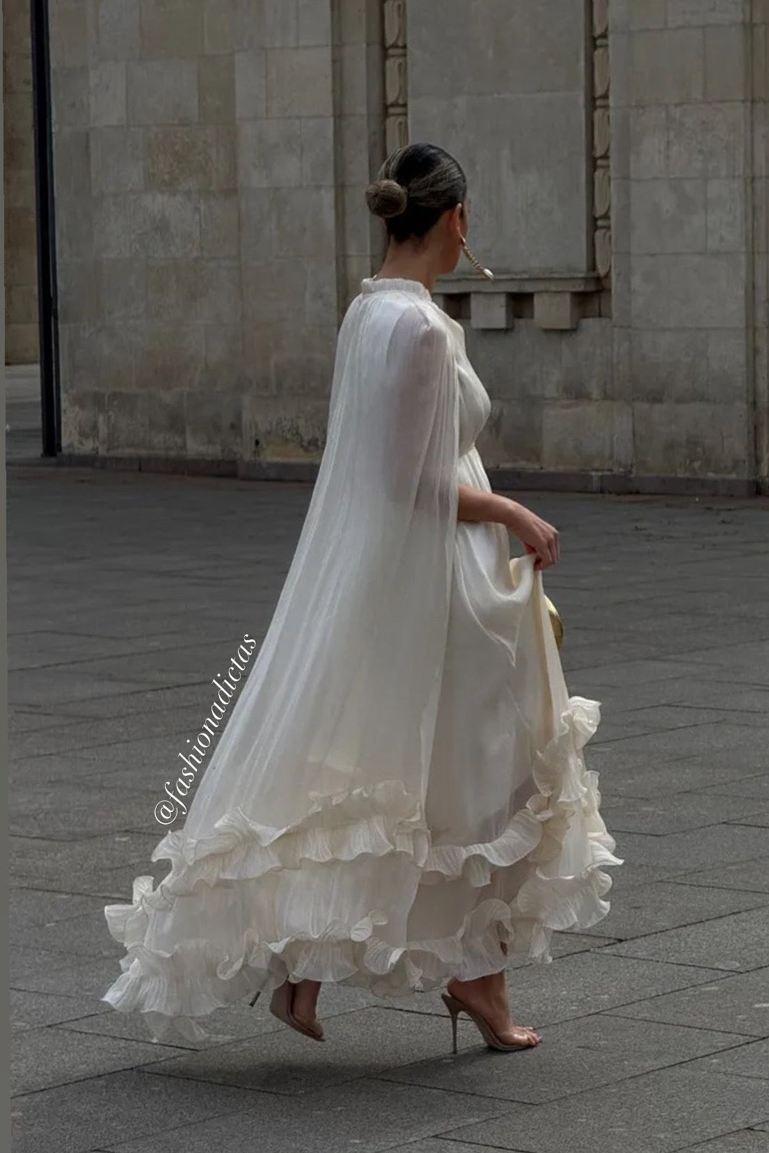 MAXI VESTIDO ONDULADO VERONA ORGANZA BLANCO