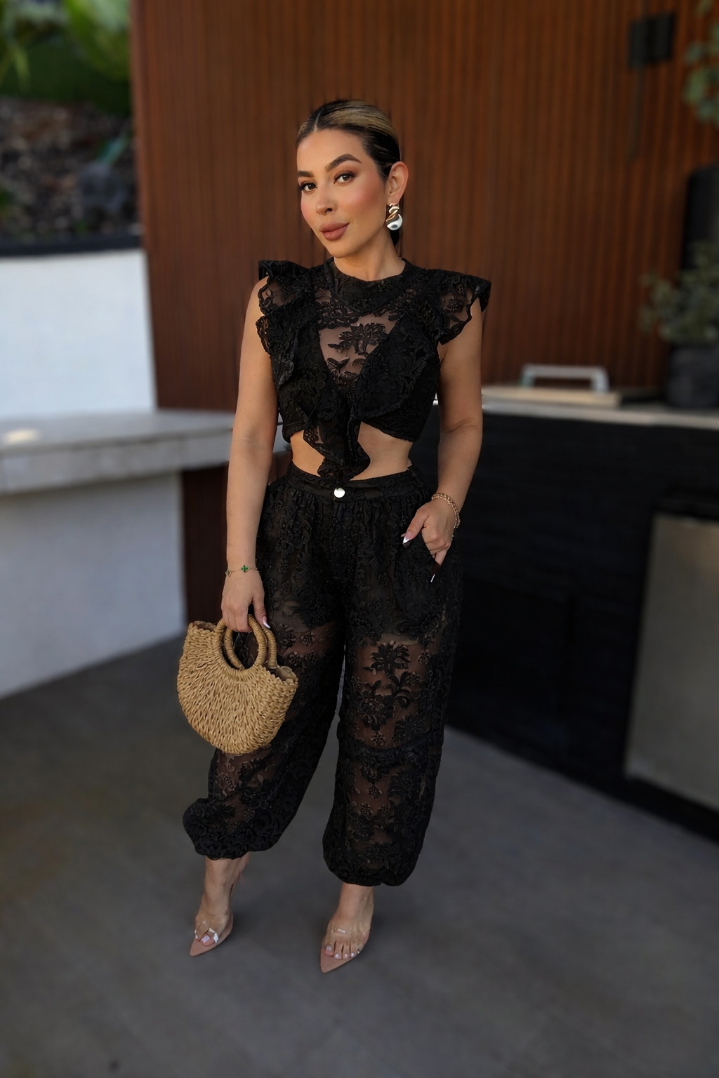SET CONJUNTO AMOUR2 ENCAJE NEGRO