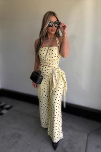 SET CONJUNTO SATIN DOTS AMARILLO