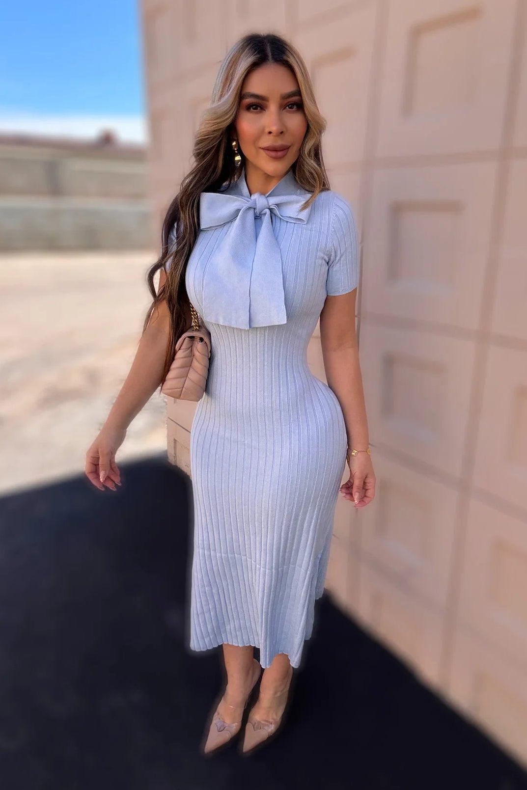 VESTIDO BABY BLUE TEJIDO