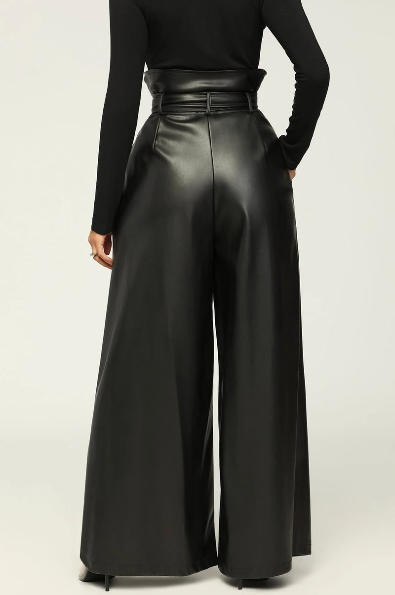 PANTALON-PALAZZO VINIPIEL CINTURON NEGRO