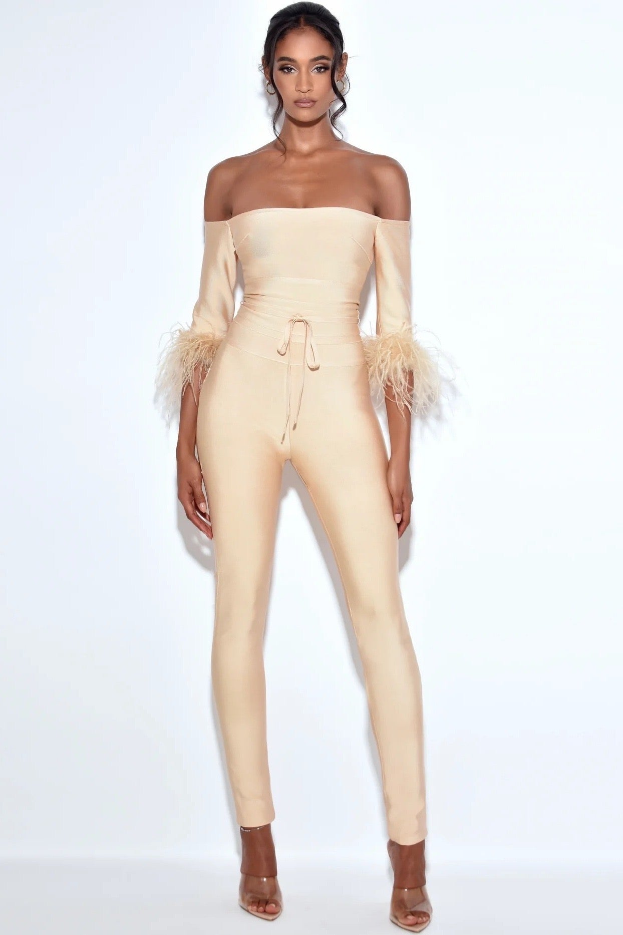 JUMPSUIT BANDAGE QUELLA PLUMAS