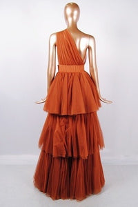 MAXI VESTIDO NIKA TULLE IRREGULAR BURN ORANGE