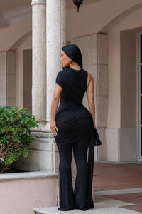 JUMPSUIT DRAPEADO MANGA  ESTOLA NEGRO