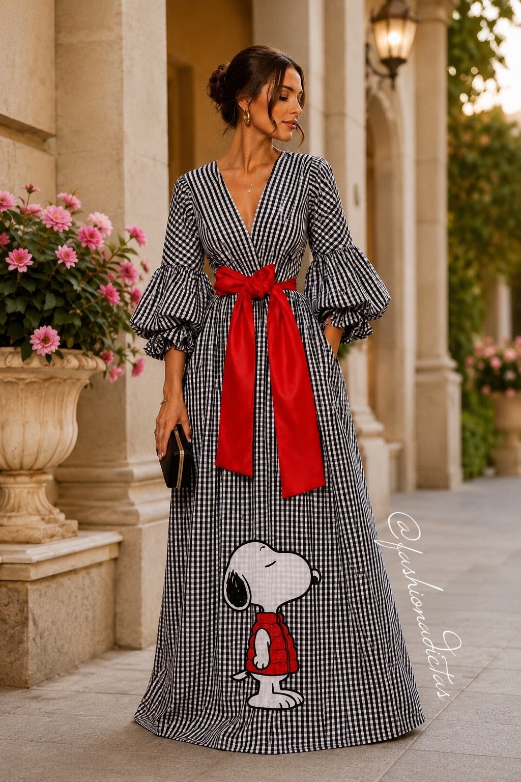 VESTIDO SNOOPY CUADROS MANGA LARGA
