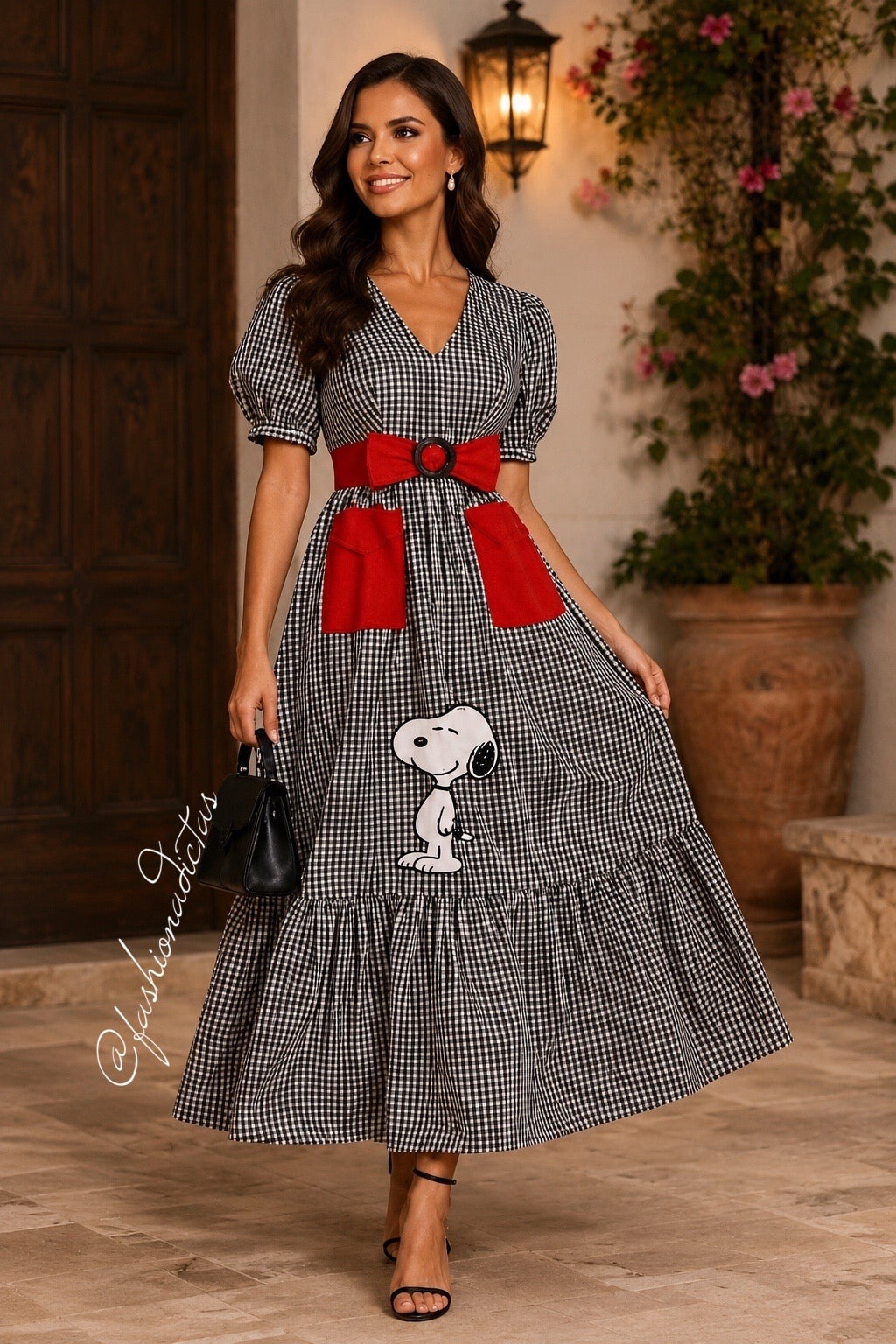 VESTIDO SNOOPY CUADROS MANGA CORTA