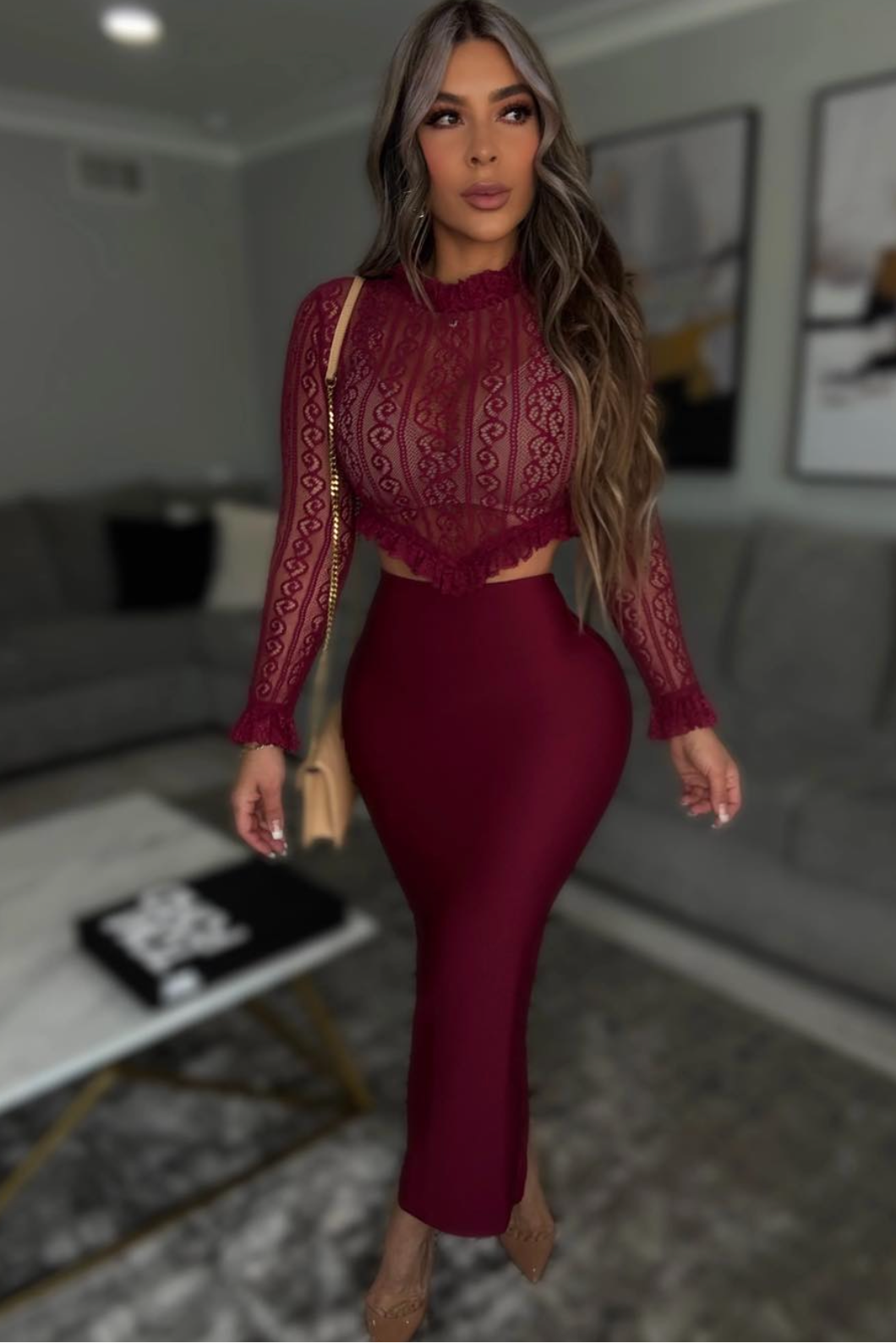 SET ENCAJE BORDEAUX BANDAGE VINO