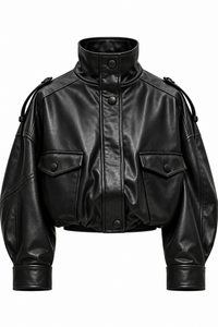 CHAMARRA OVERSIZE EFECTO PIEL NEGRA