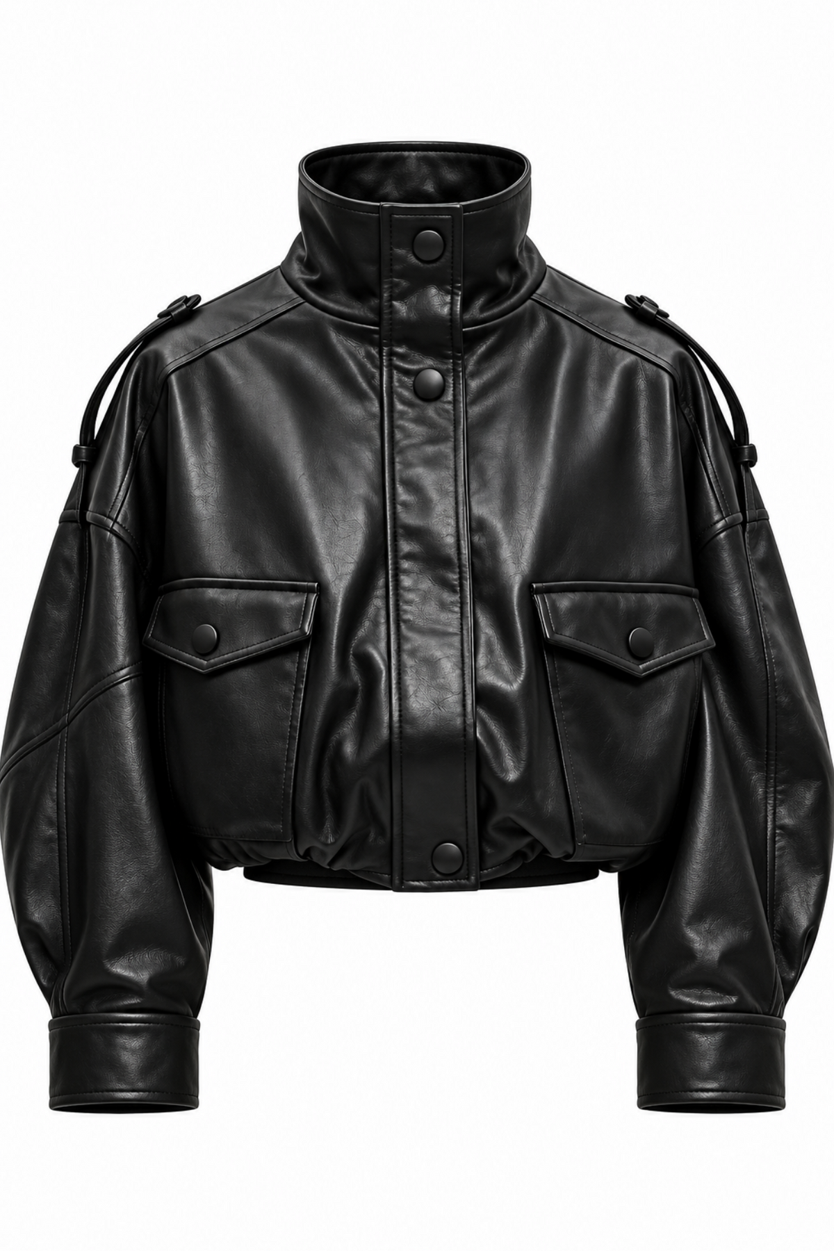CHAMARRA OVERSIZE EFECTO PIEL NEGRA