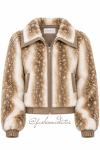 CHAMARRA PELO BAMBI PRINT BEIGE