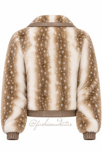 CHAMARRA PELO BAMBI PRINT BEIGE