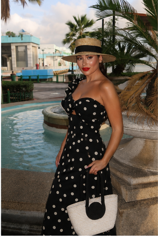 MAXI VESTIDO DOTS NEGRO/CREMA