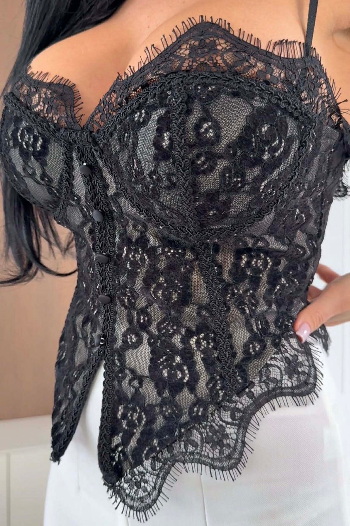 CORSETTE ENCAJE TERCIOPELO NEGRO