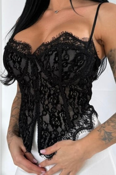 CORSETTE ENCAJE TERCIOPELO NEGRO