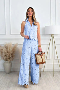 SET ELSA ENCAJE CHALECO AZUL