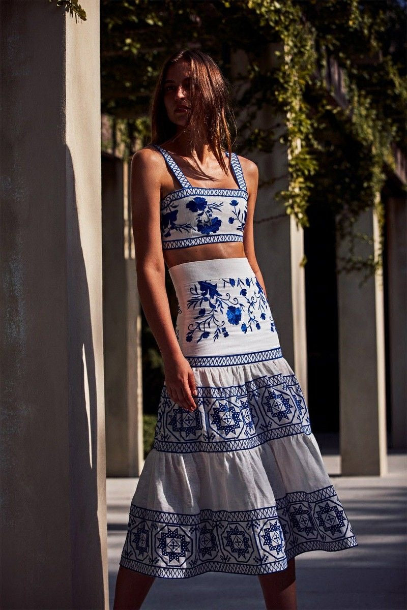 MAXI SET SANTORINI BORDADO AZUL