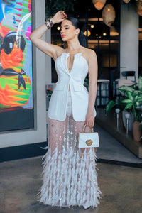 SET TRAJE DIBBA PLUMAS BLANCO