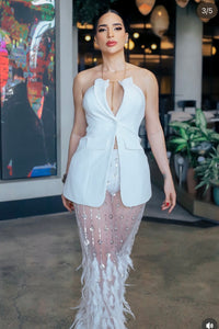 SET TRAJE DIBBA PLUMAS BLANCO