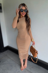 VESTIDO NUDE DRAPEADO