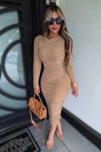 VESTIDO NUDE DRAPEADO