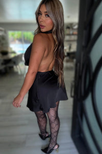 VESTIDO  HALTER NEGRO SATIN