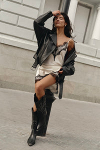 MAXI VESTIDO LENCERO NUDE NEGRO