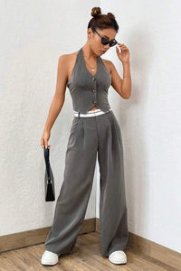 SET CONJUNTO LADY BOSS GRIS CHALECO