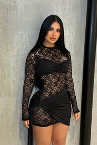 VESTIDO CORTO CIARA ENCAJE NEGRO