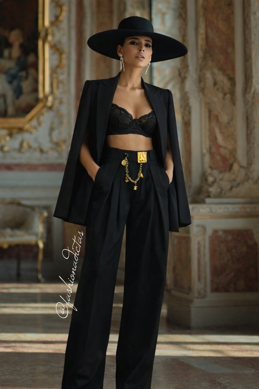 PANTALON-PALAZZO VERSALLES NEGRO
