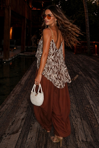 CONJUNTO ZEBRA CACAO BLUSA/PANTALON/CINTURON