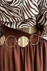 CONJUNTO ZEBRA CACAO BLUSA/PANTALON/CINTURON